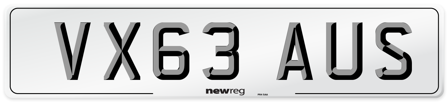 VX63 AUS Number Plate from New Reg